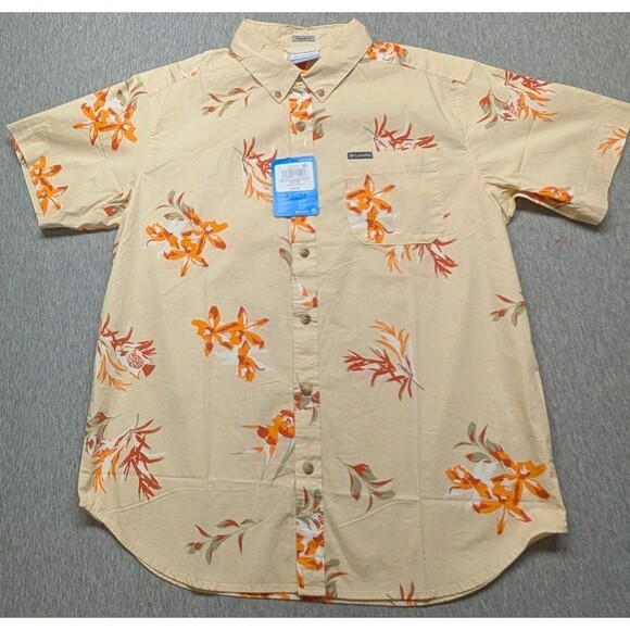 COLUMBIA Rapid Rivers Button Up Shirt Med Green  Short Sleeve NEW Cruise Wear - Picture 1 of 9